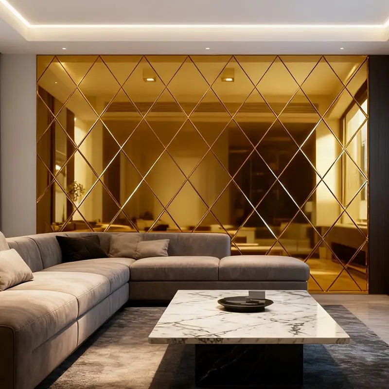 Diamond Luxe – 3D Gold Mirror Wall Sticker